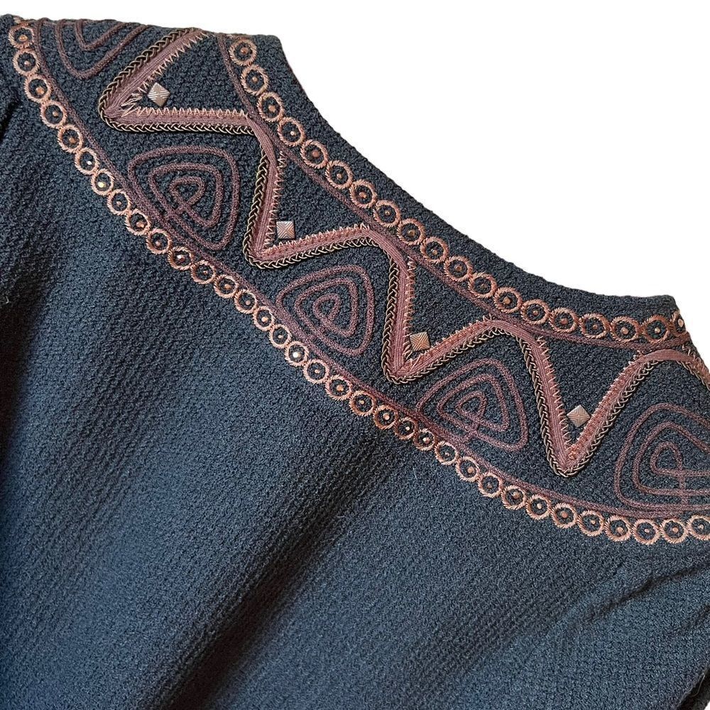 St John Knits Couture Caviar Black Brown Cord Sequin Blazer Jacket - Picture 11 of 12